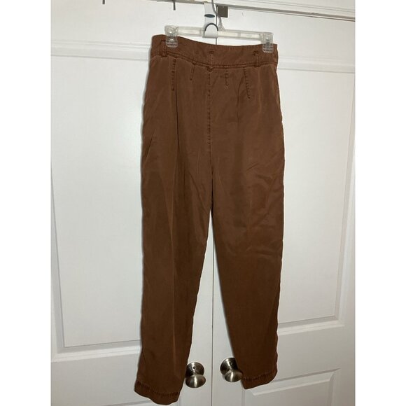 Free People High Waist Pants Womens 8 Maple Brown Boho Pleated Western Cowgirl - Picture 4 of 12